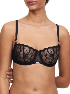 Chantelle Fleurs Half Cup Balcony Bra - Black