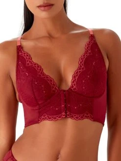 Gossard Superboost Lace Deep V Bralette - Cranberry/Raspberry Sorbet