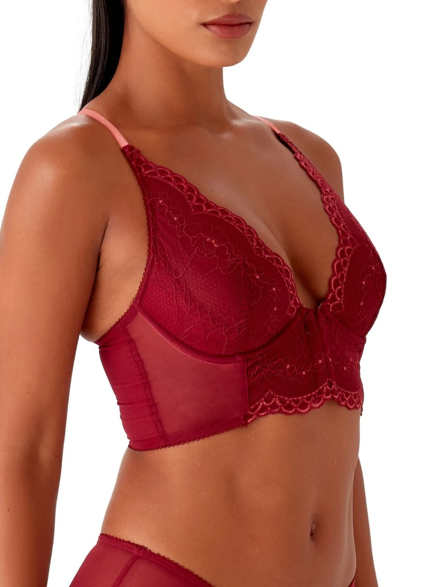 Gossard Superboost Lace Deep V Bralette - Cranberry/Raspberry Sorbet - Image 4