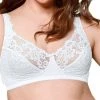 Naturana Lace Wireless Cotton Bra - White