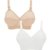 Playtex Cross Your Heart Lace Full Cup Soft Bra (Twin Pack) - White/Skin