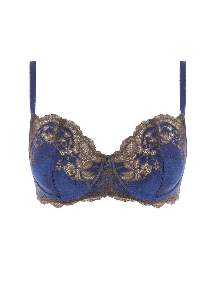 Wacoal Lace Affair Balcony Bra - Blue Print/Chocolate Brown - Image 3