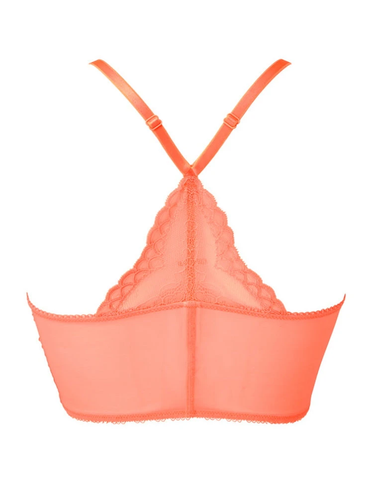 Gossard Superboost Lace Deep V Bralette - Neon Coral - Image 5